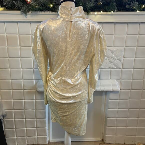 Ronny Kobo White Ivory Crushed Velvet Dress Medium - Picture 8 of 13